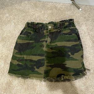 Green camo jean skirt